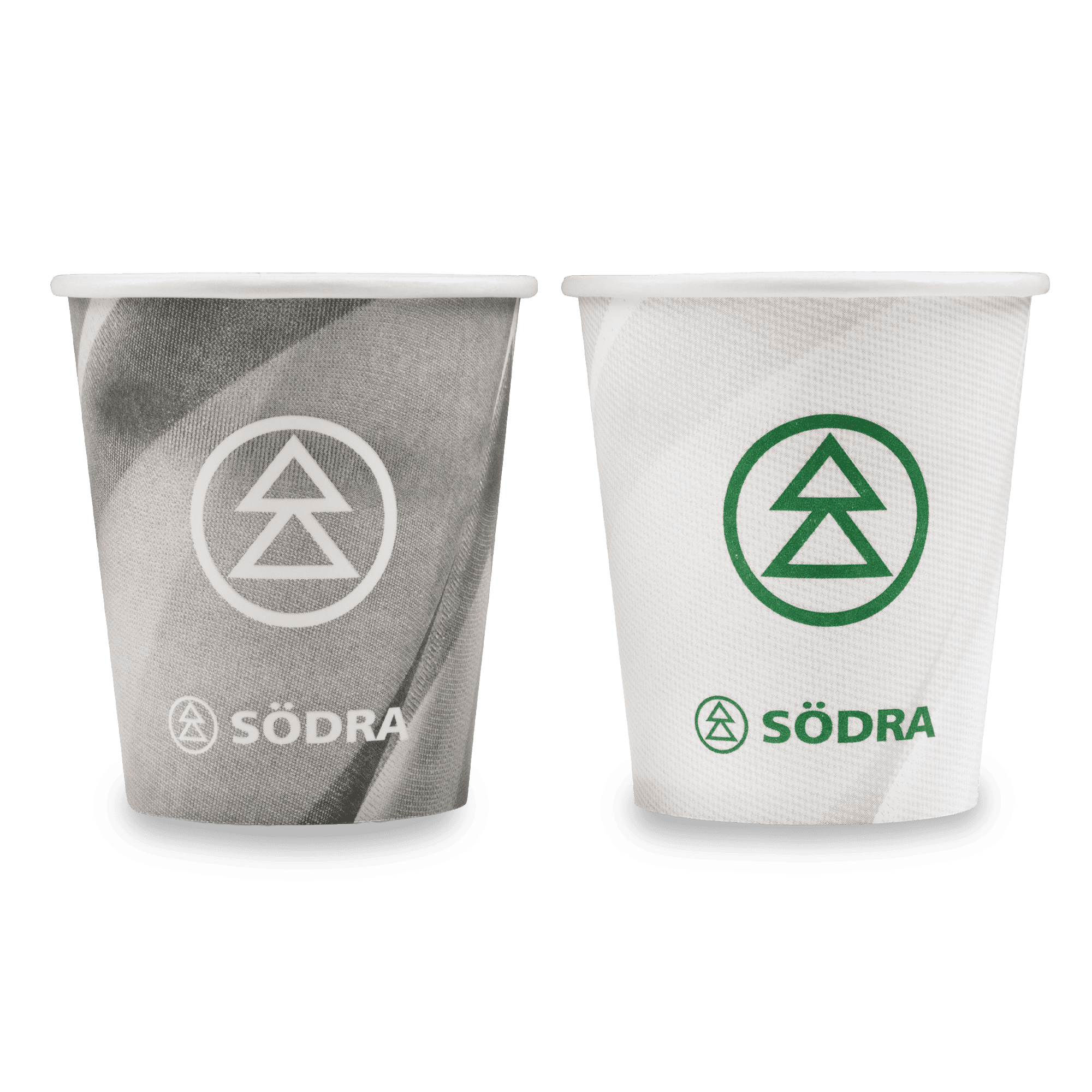 södra pappersmuggar i vitt och grått