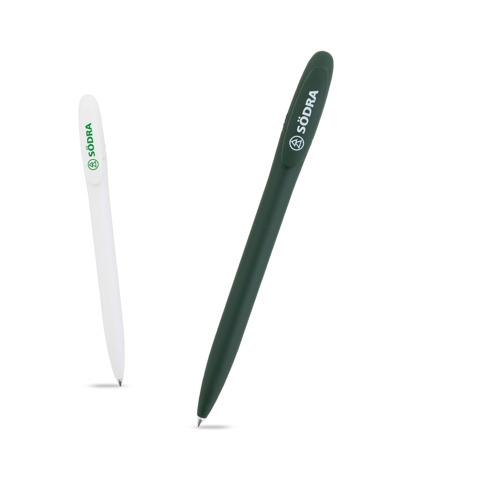 grön och vit penna med södra logga