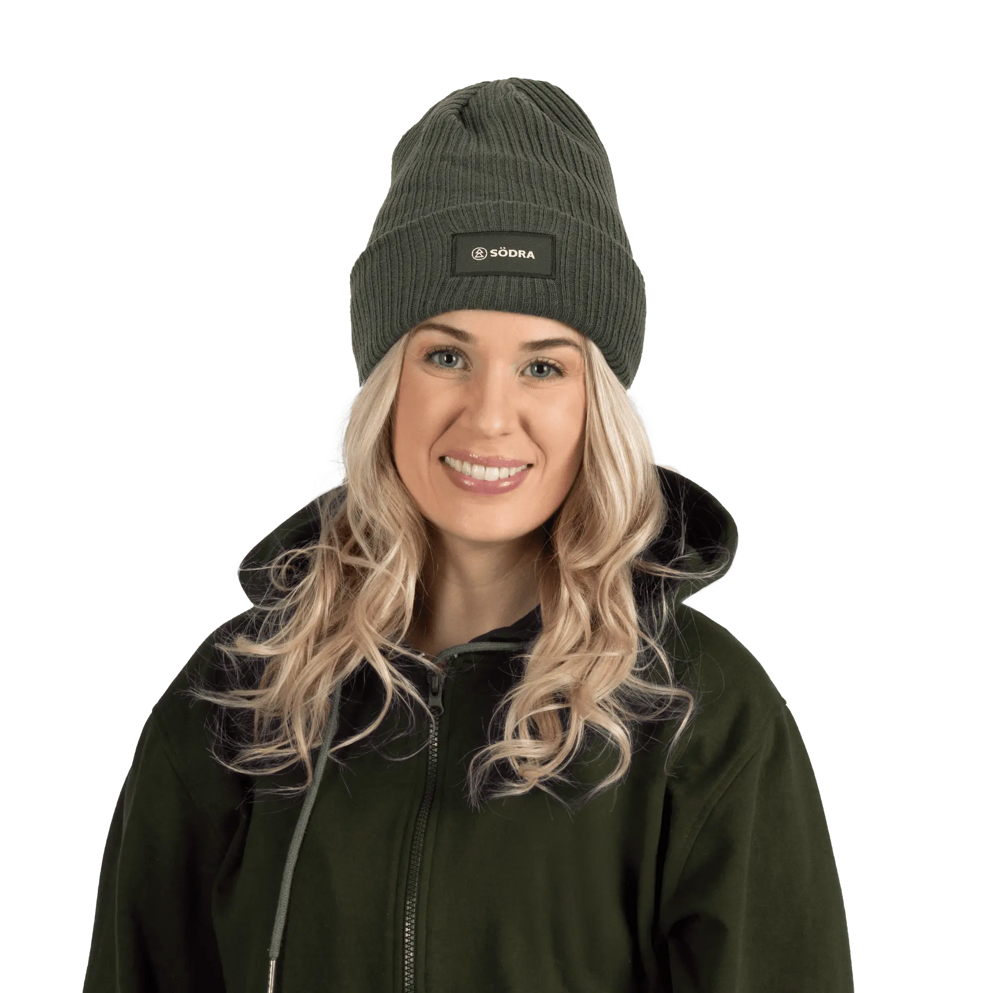 stickad mössa med södra logga