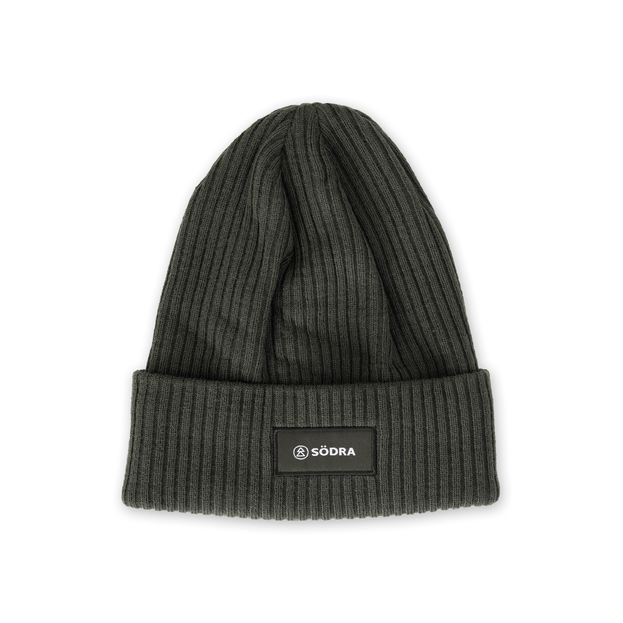 grön stickad mössa med södra logga