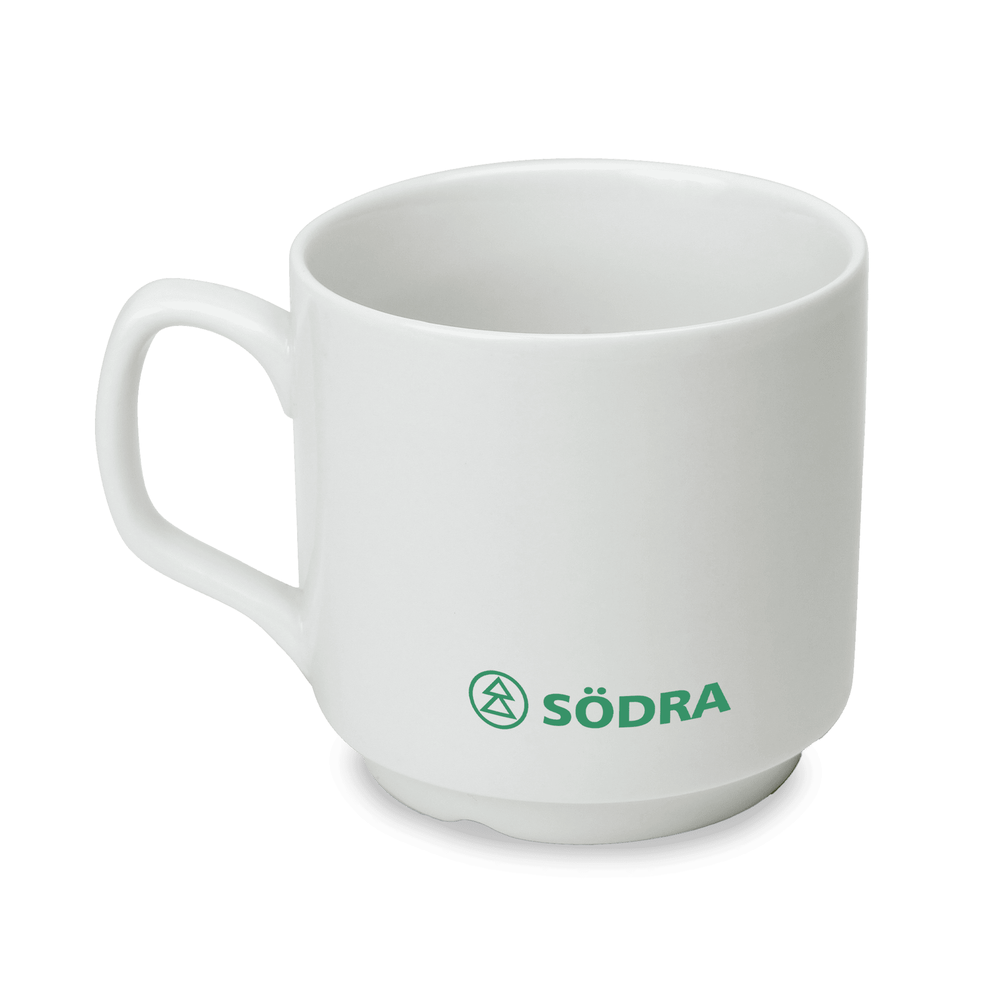 vit södra mugg med grön logga