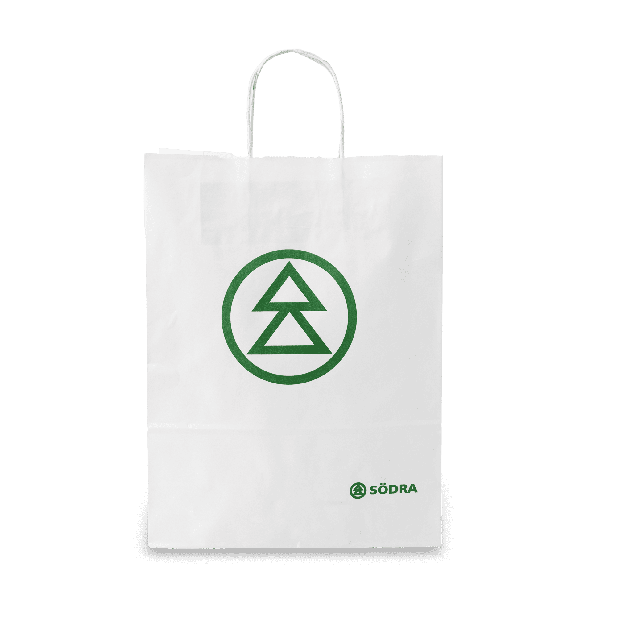 vit papperspåse med grön södralogga